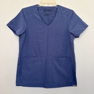 FIGS Lekei Utility FION E.A.C. Big Sky Blue Scrub Top Medical Women's XS X-Small